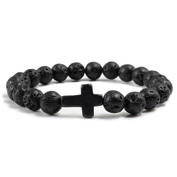 Trendy Jesus Cross Charm Various 8mm Beads Beaded Bracelets Bangles for Women - Religious Jewellery - The Jewellery Supermarket
